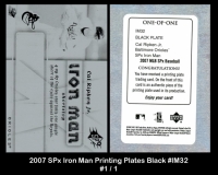 2007 SPx Iron Man Printing Plates Black #IM32
