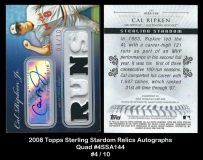 2008 Topps Sterling Stardom Relics Autographs Quad #4SSA144