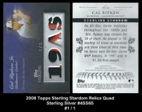 2008 Topps Sterling Stardom Relics Quad Sterling Silver #4SS65