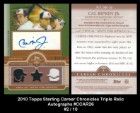 2010 Topps Sterling Career Chronicles Triple Relic Autographs #CCAR26