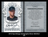 2012 Sportkings Autographs Silver #ACRJ2