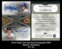 2012 Topps Tier One Dual Autographs #SR