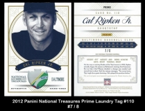 2012 Panini National Treasures Prime Laundry Tag #110