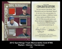 2012 Sportkings Triple Memorabilia Gold #TM2