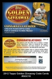 2012 Topps Golden Giveaway Code Cards #GGC18