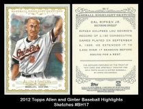 2012 Topps Allen and Ginter Baseball Highlights Sketches #BH17