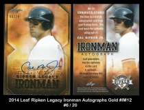 2014 Leaf Ripken Legacy Ironman Autographs Gold #IM12