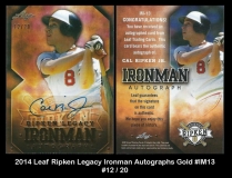 2014 Leaf Ripken Legacy Ironman Autographs Gold #IM13