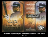 2014 Leaf Ripken Legacy Ironman Autographs Gold #IM16