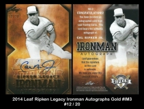 2014 Leaf Ripken Legacy Ironman Autographs Gold #IM3