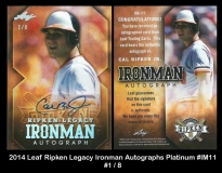 2014 Leaf Ripken Legacy Ironman Autographs Platinum #IM11