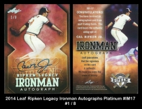 2014 Leaf Ripken Legacy Ironman Autographs Platinum #IM17