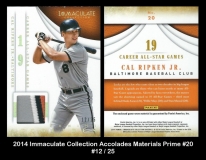 2014 Immaculate Collection Accolades Materials Prime #20