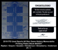 2019-ITG-Used-Sports-All-Star-Game-History-Memorabilia-Printing-Plates-Black-ASG07